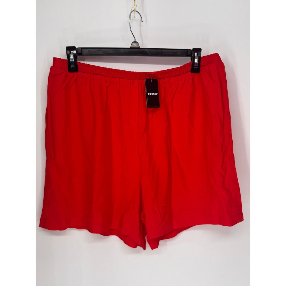 Torrid Shorts Women 2X Red NWT Pull On Challis Adrenaline Rush Elastic Waist